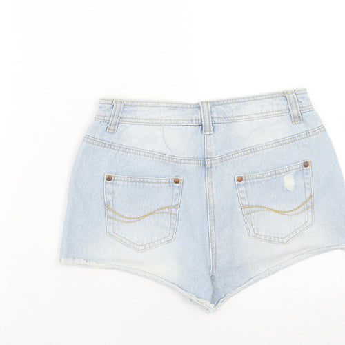 Denim & Co. Womens Blue Cotton Cut-Off Shorts Size 10 Regular Zip - Distressed