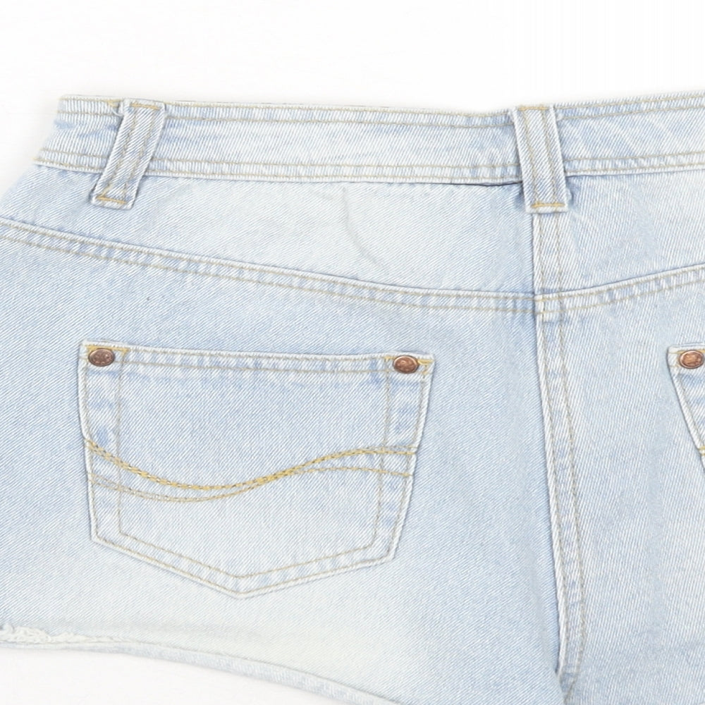 Denim & Co. Womens Blue Cotton Cut-Off Shorts Size 10 Regular Zip - Distressed