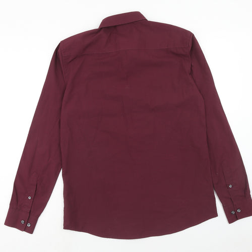 Retro Fire Mens Purple Polyester Button-Up Size M Collared Button