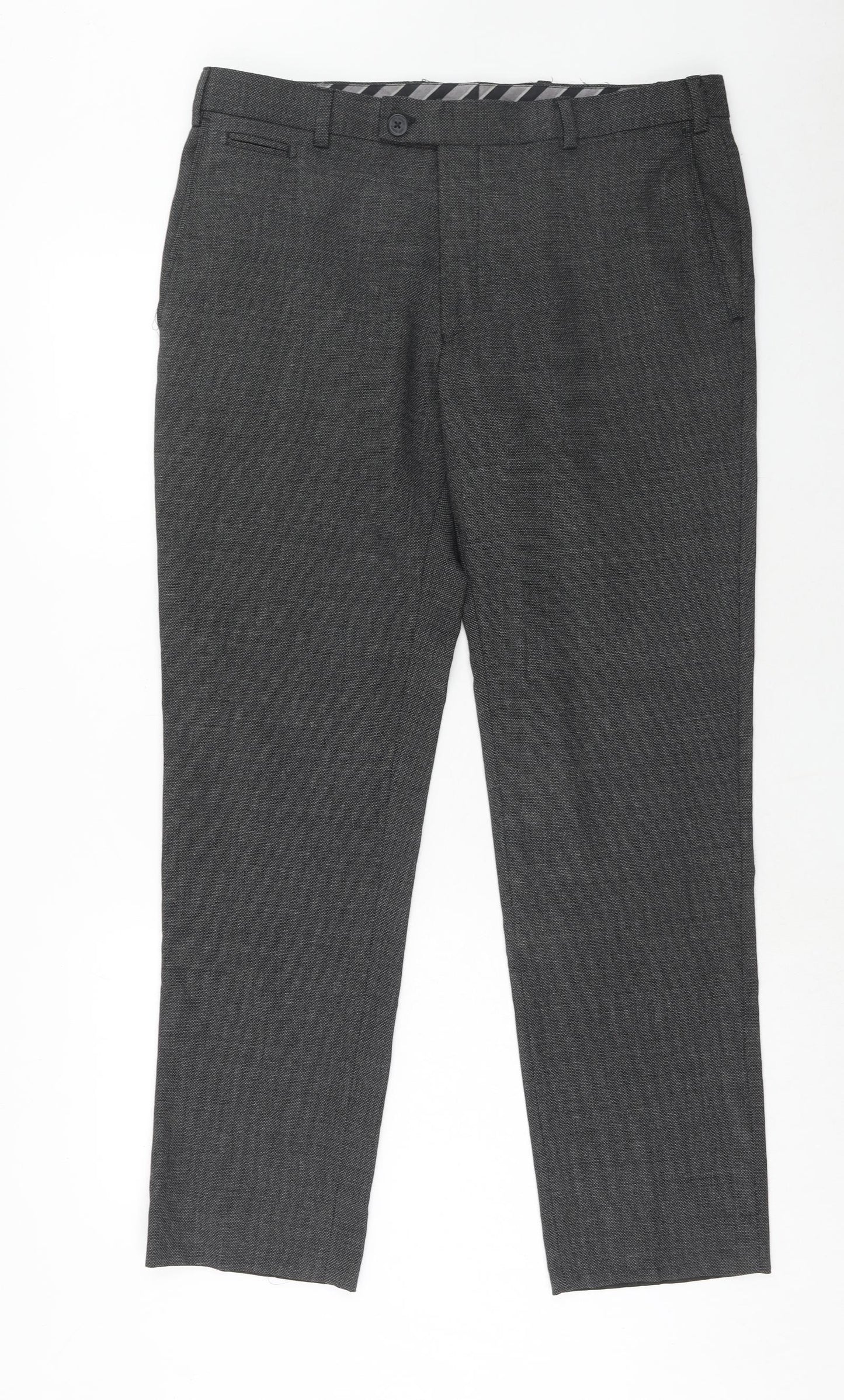 Jeff Banks Mens Grey Polyester Chino Trousers Size 36 in Regular Zip