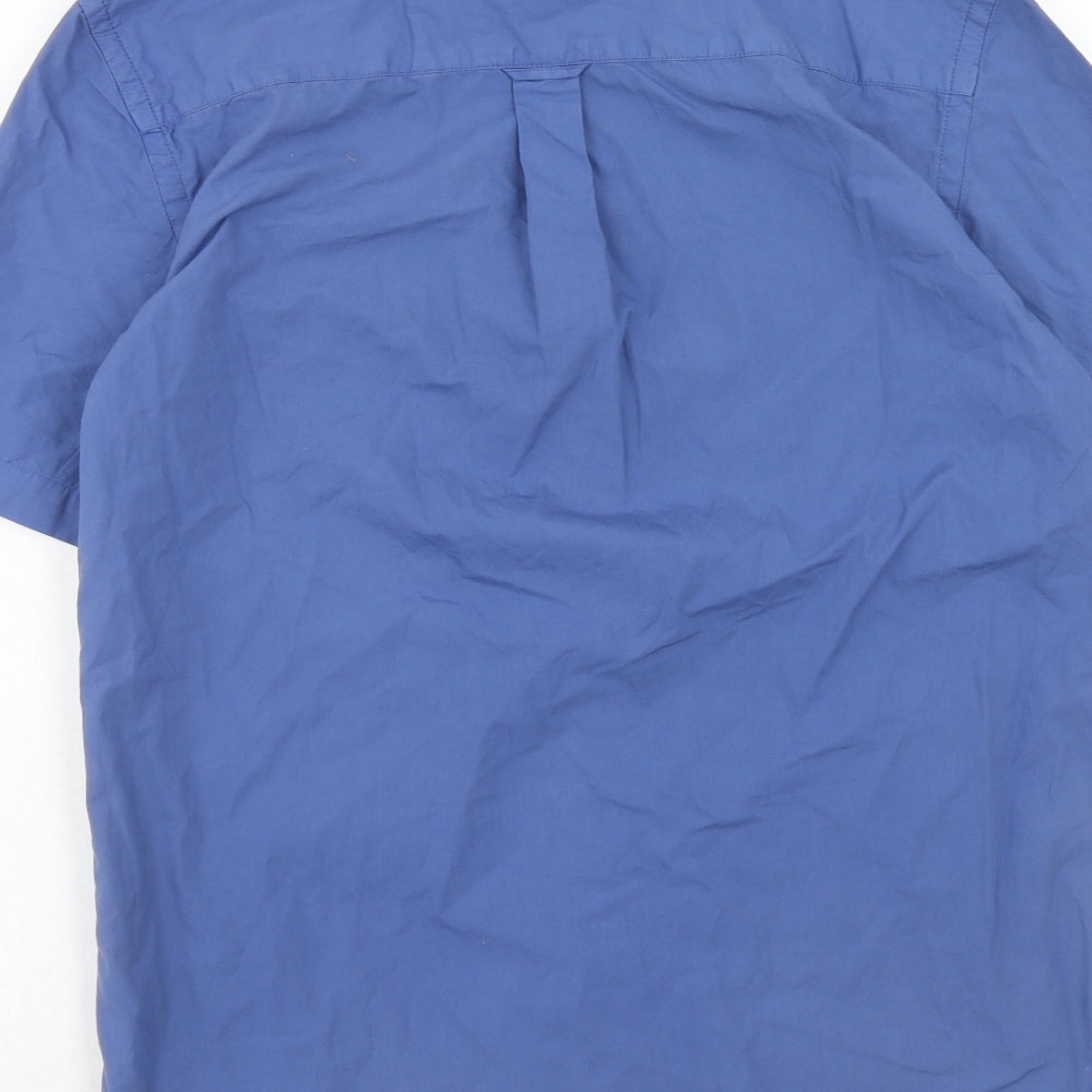 River Island Mens Blue Cotton Button-Up Size S Collared Button