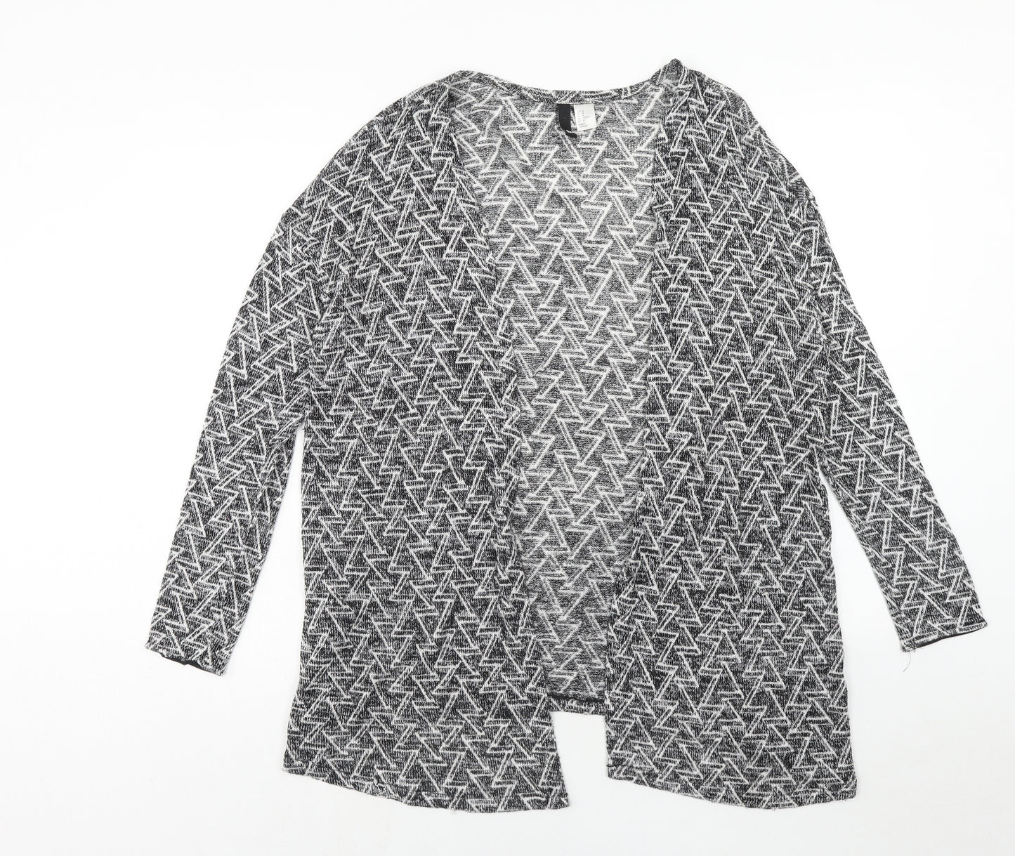 H&M Womens Grey V-Neck Geometric Polyester Cardigan Jumper Size M
