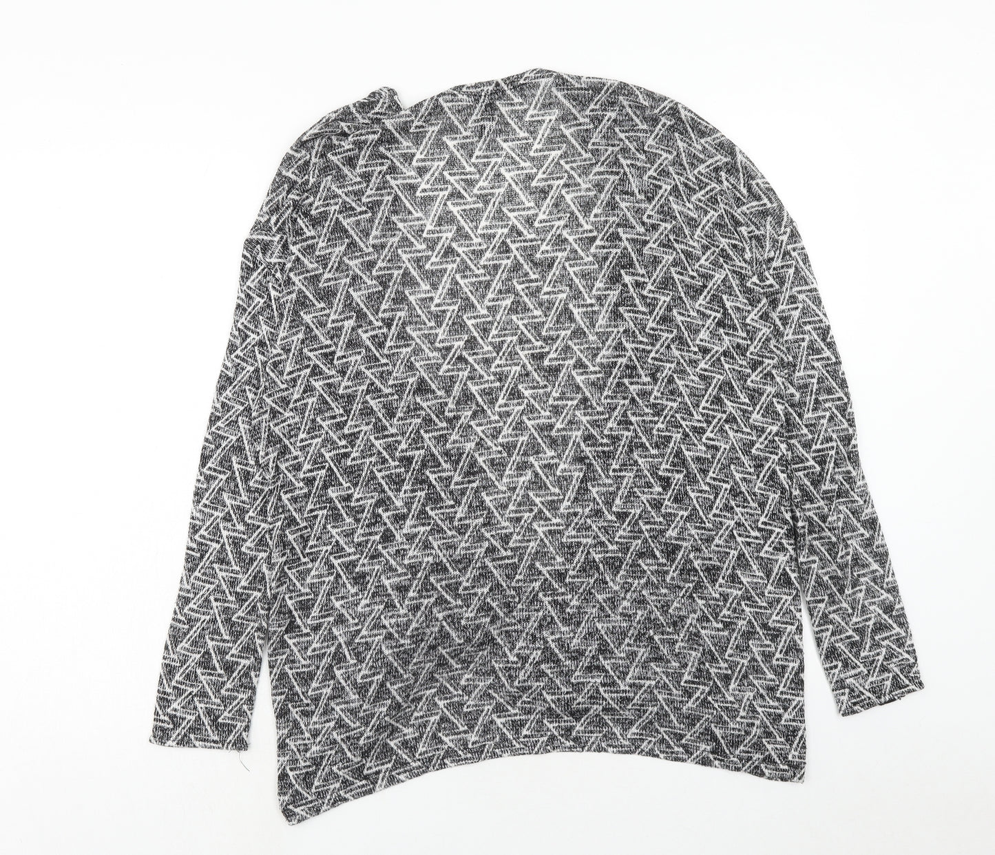 H&M Womens Grey V-Neck Geometric Polyester Cardigan Jumper Size M