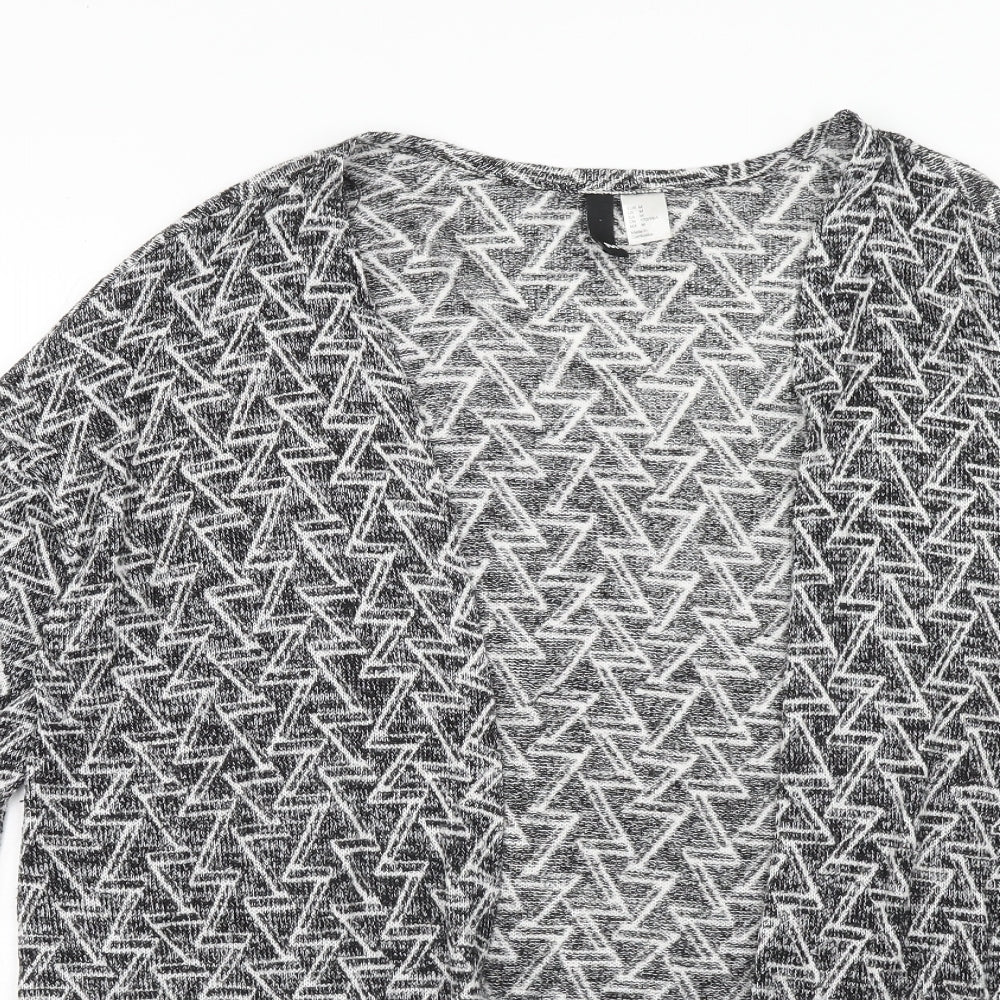 H&M Womens Grey V-Neck Geometric Polyester Cardigan Jumper Size M