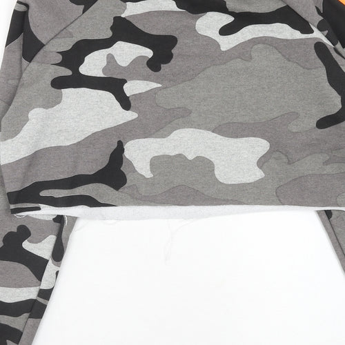 PRETTYLITTLETHING Womens Multicoloured Camouflage Cotton Pullover Sweatshirt Size 12 Pullover