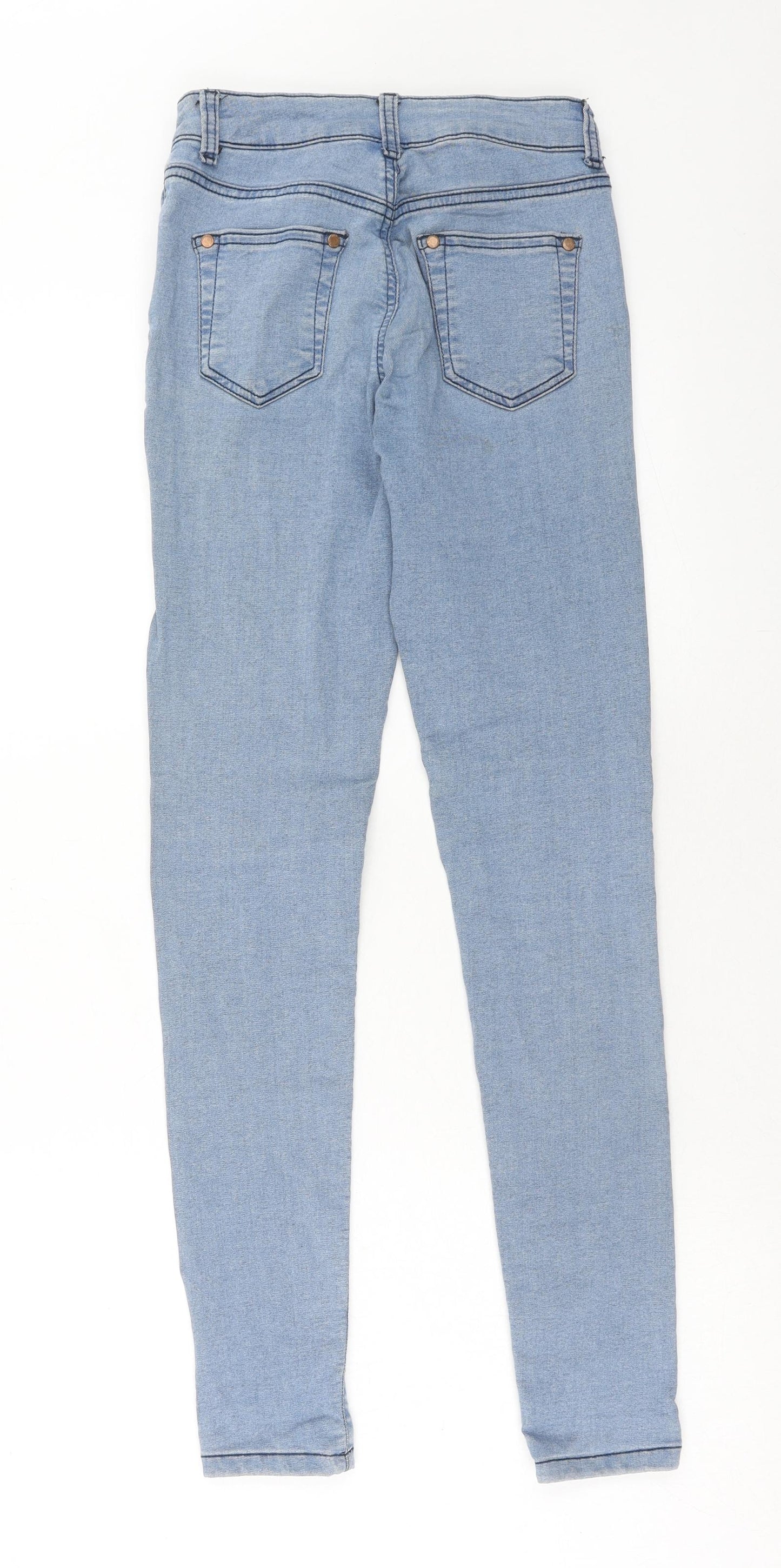 Miss Selfridge Womens Blue Cotton Skinny Jeans Size 8 Regular Zip