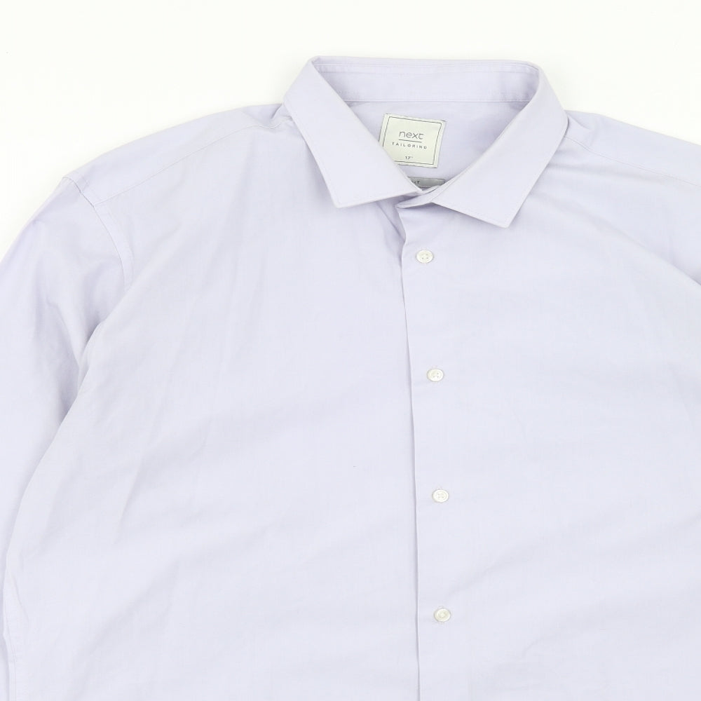 NEXT Mens Purple Polyester Button-Up Size 17 Collared Button