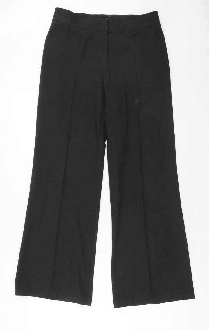 Per Una Womens Grey Polyester Trousers Size 10 Regular Hook & Eye