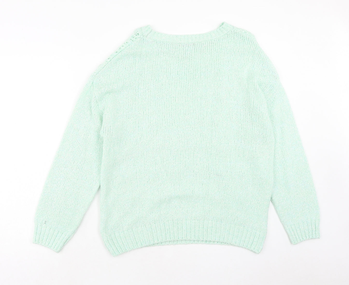 George Womens Green Boat Neck Acrylic Pullover Jumper Size M