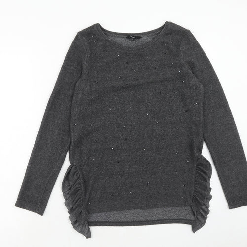 NEXT Womens Grey Boat Neck Polyester Pullover Jumper Size 8