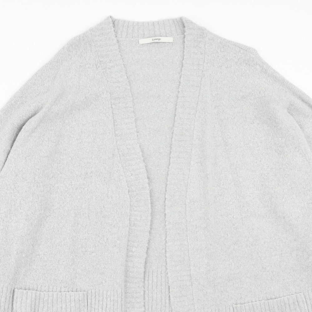George Womens Grey V-Neck Acrylic Cardigan Jumper Size L