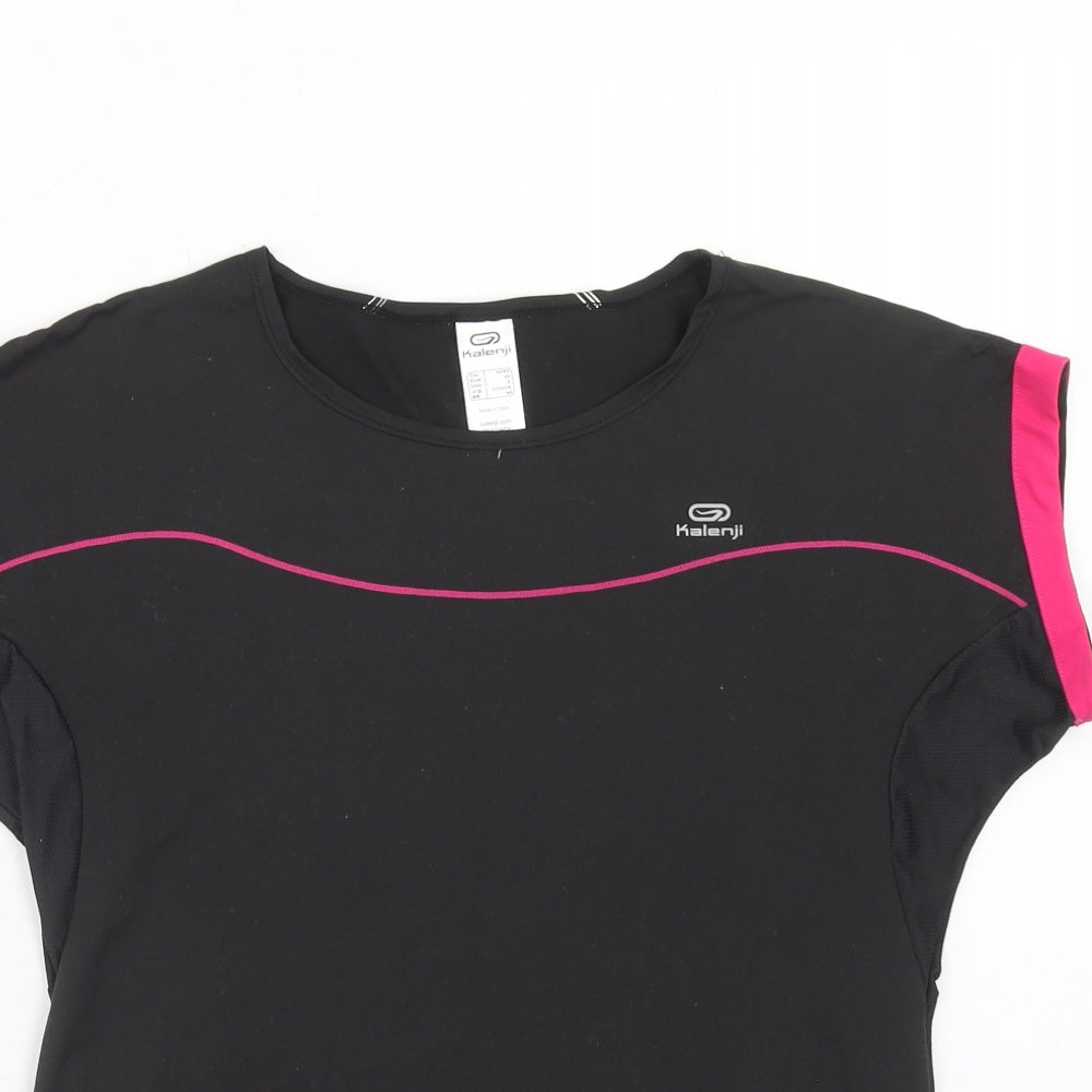 Kalenji Womens Black Polyester Pullover T-Shirt Size S Boat Neck Pullover
