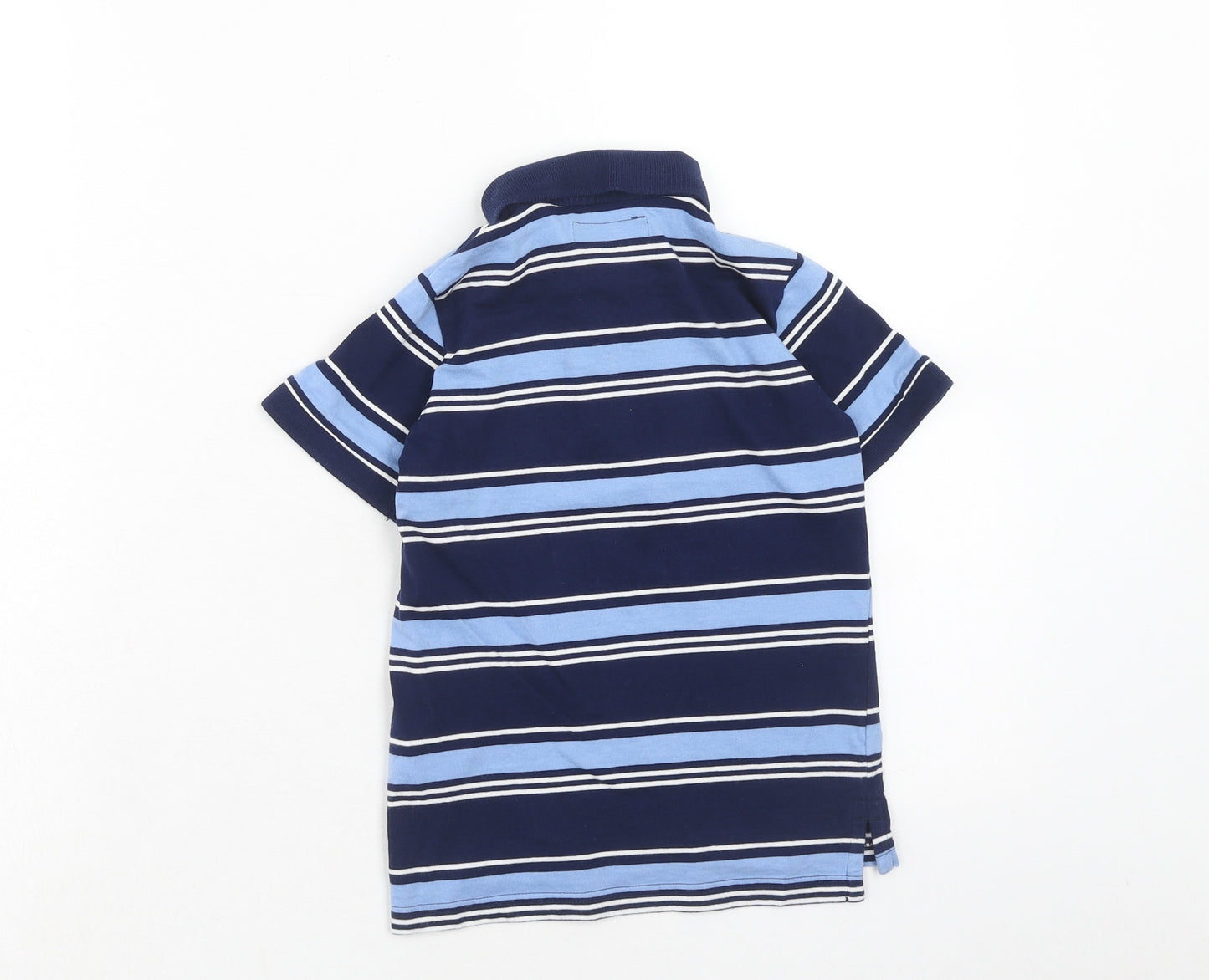NEXT Boys Blue Striped Cotton Basic Polo Size 5 Years Collared Button