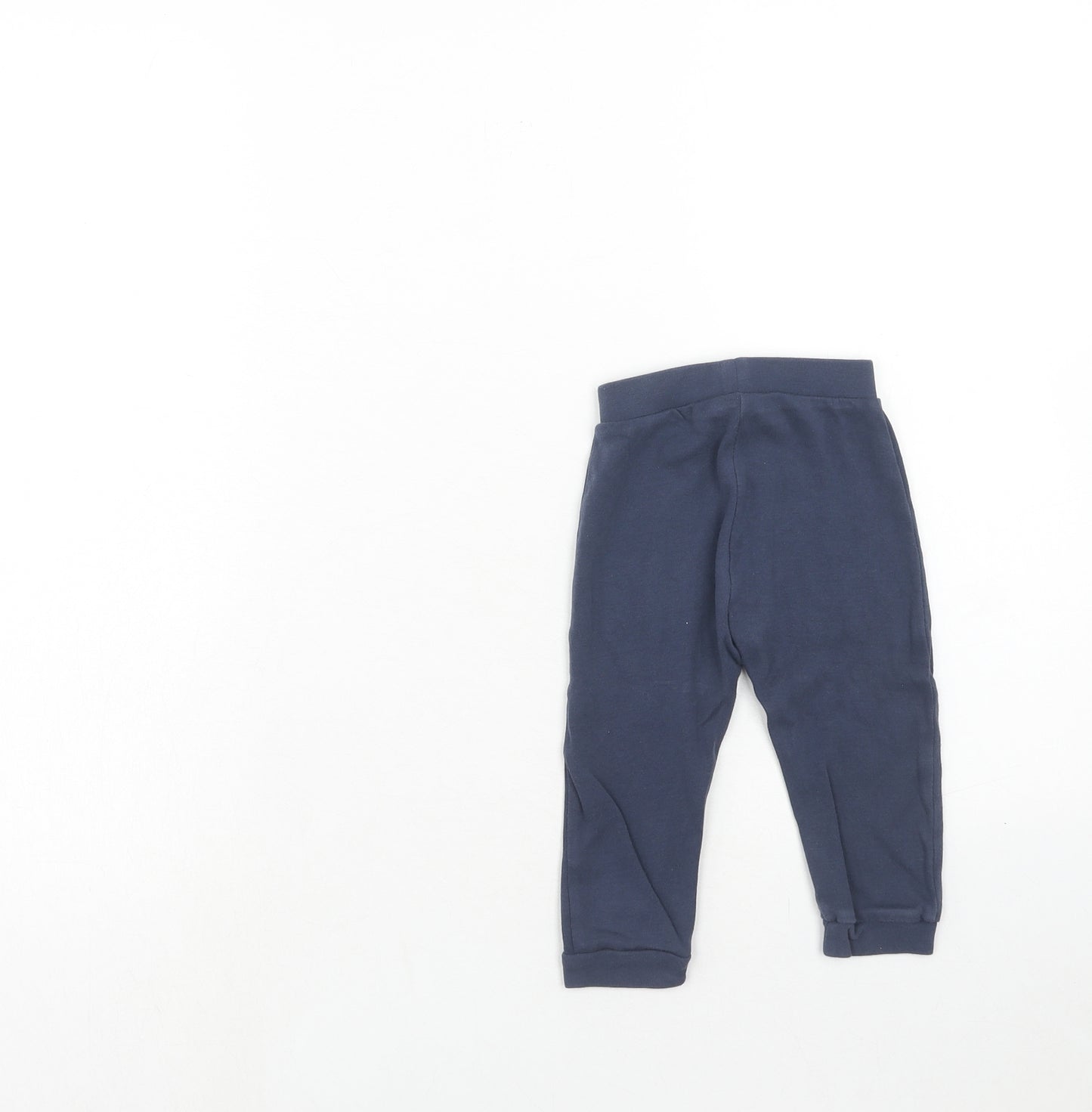 George Boys Blue Cotton Jogger Trousers Size 9-12 Months Drawstring