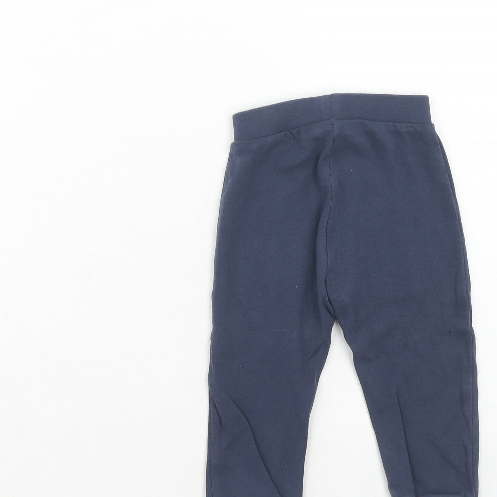 George Boys Blue Cotton Jogger Trousers Size 9-12 Months Drawstring