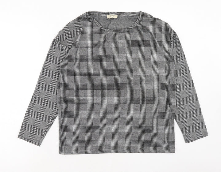 Papaya Womens Black Plaid Polyester Pullover Sweatshirt Size 10 Pullover