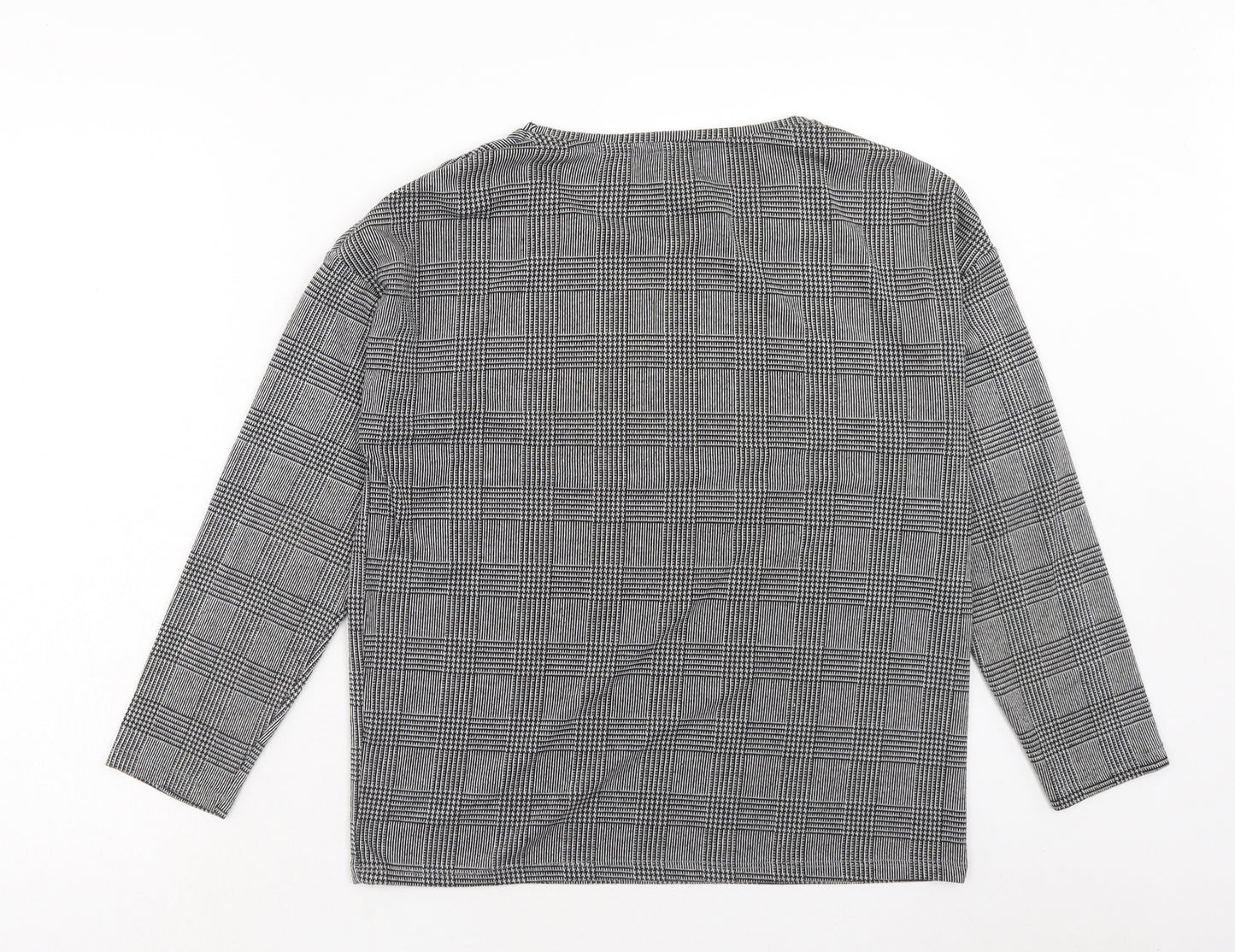 Papaya Womens Black Plaid Polyester Pullover Sweatshirt Size 10 Pullover