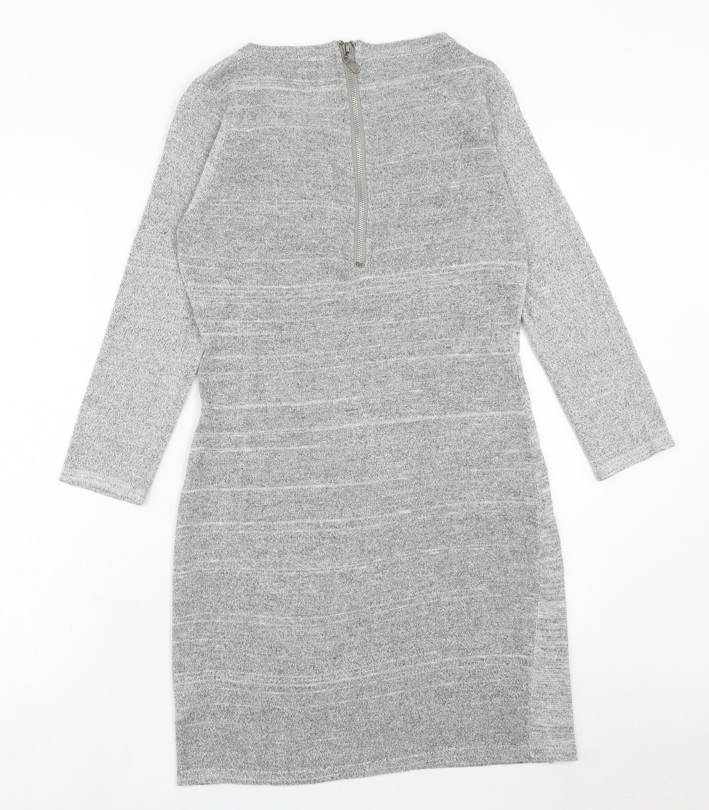 STORE TWENTY ONE Womens Grey Polyester A-Line Size S Round Neck Zip