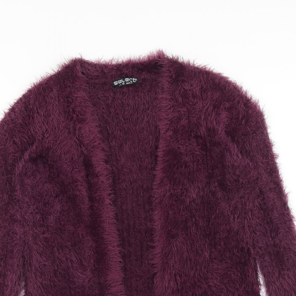 Select Womens Purple V-Neck Nylon Cardigan Jumper Size 10