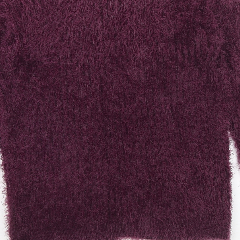 Select Womens Purple V-Neck Nylon Cardigan Jumper Size 10