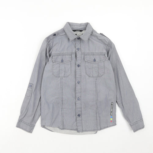 George Boys Blue Cotton Basic Button-Up Size 9-10 Years Collared Button