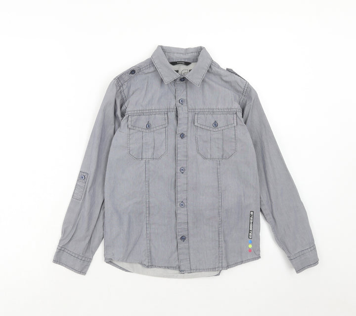 George Boys Blue Cotton Basic Button-Up Size 9-10 Years Collared Button