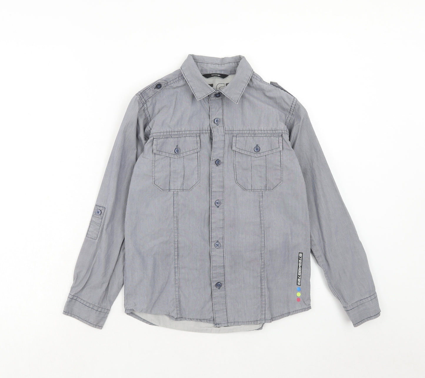 George Boys Blue Cotton Basic Button-Up Size 9-10 Years Collared Button