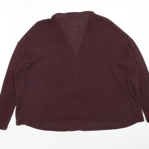 River Island Womens Purple V-Neck Viscose Pullover Jumper Size 12