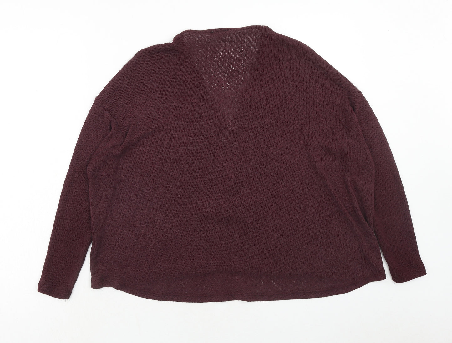River Island Womens Purple V-Neck Viscose Pullover Jumper Size 12