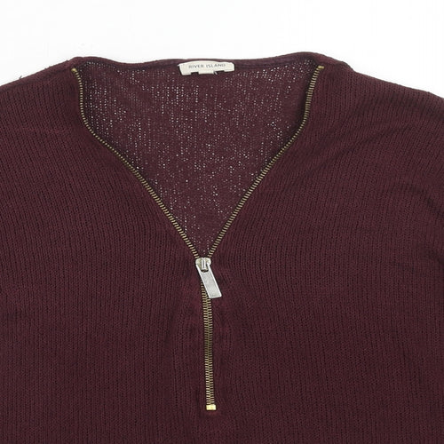 River Island Womens Purple V-Neck Viscose Pullover Jumper Size 12