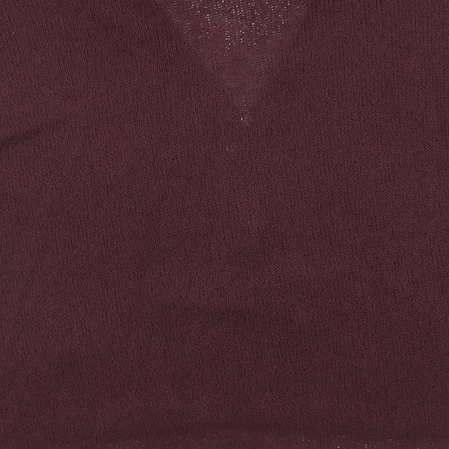 River Island Womens Purple V-Neck Viscose Pullover Jumper Size 12