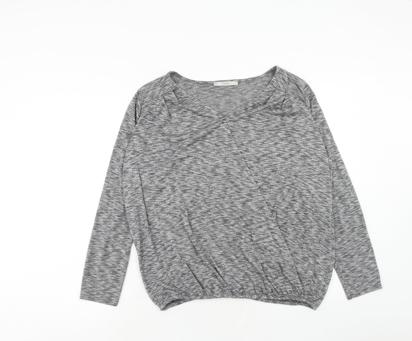 George Womens Grey Polyester Basic Blouse Size 10 V-Neck