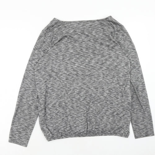 George Womens Grey Polyester Basic Blouse Size 10 V-Neck