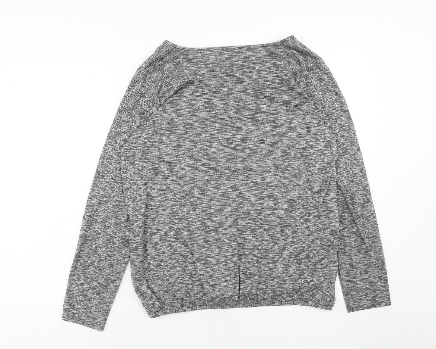 George Womens Grey Polyester Basic Blouse Size 10 V-Neck