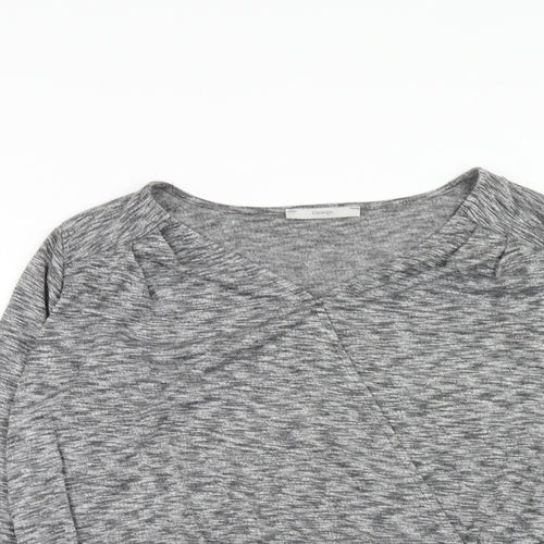George Womens Grey Polyester Basic Blouse Size 10 V-Neck
