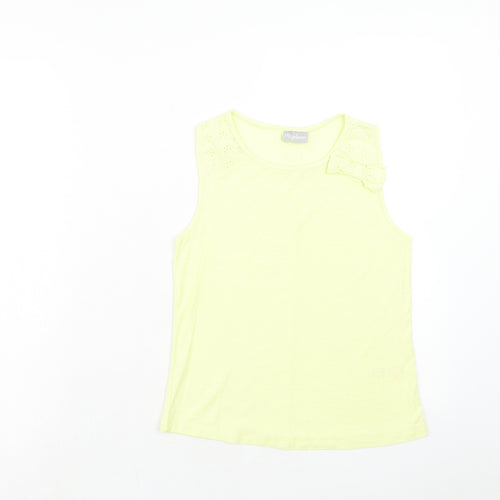 Matalan Girls Yellow Cotton Basic Tank Size 10 Years Round Neck Pullover
