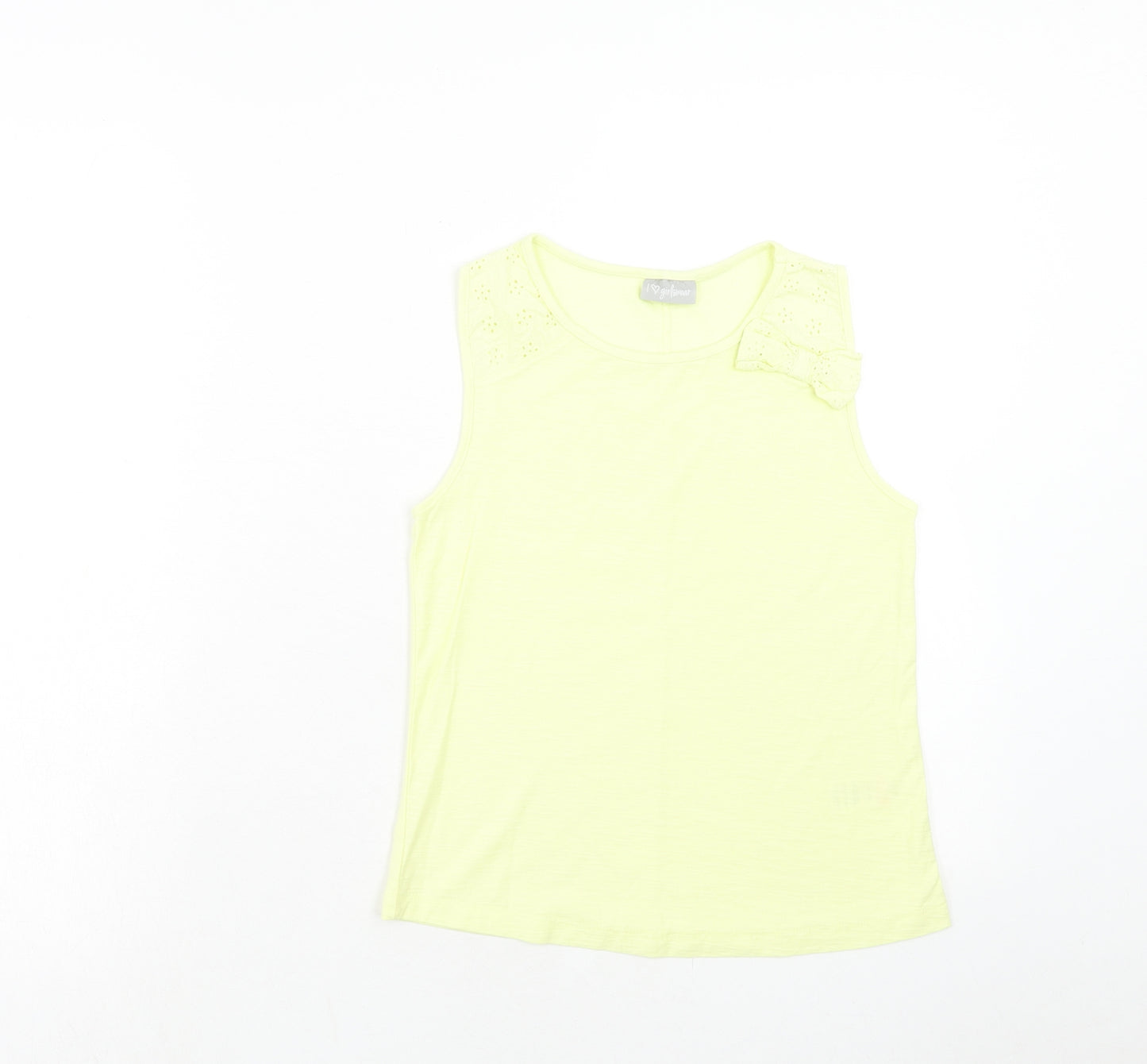Matalan Girls Yellow Cotton Basic Tank Size 10 Years Round Neck Pullover