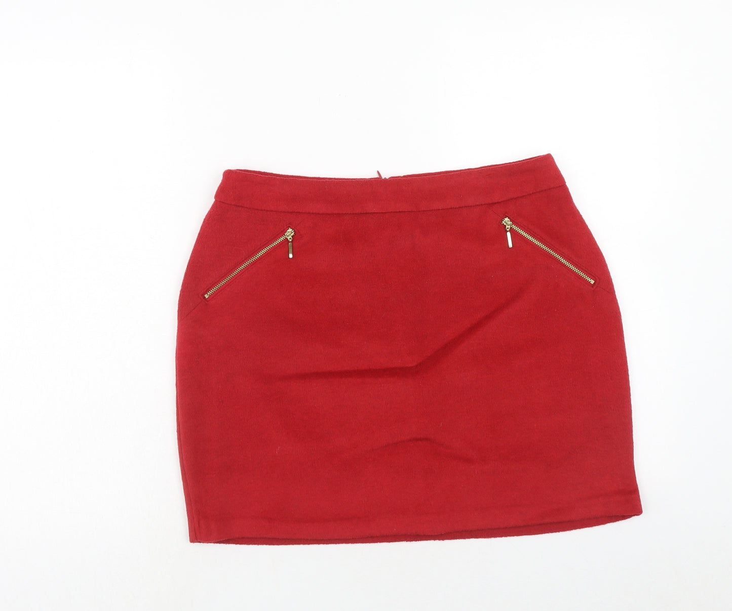 George Womens Red Polyester A-Line Skirt Size 12 Zip