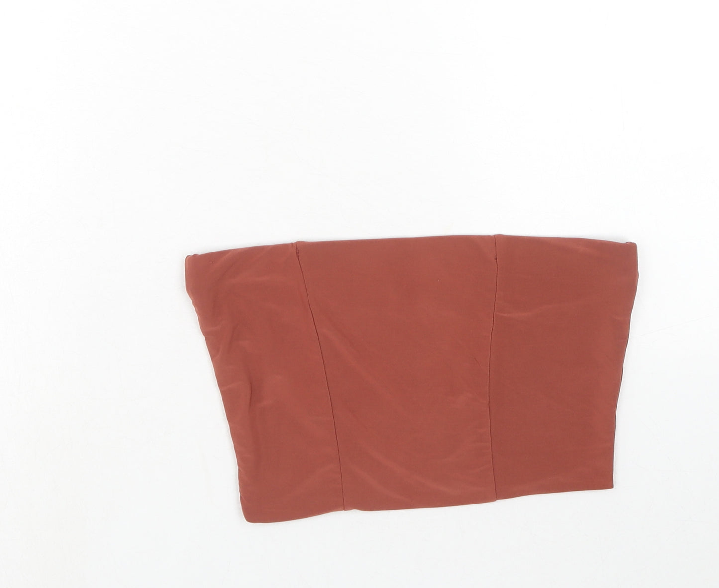 PRETTYLITTLETHING Womens Brown Polyester Basic Tank Size 10 Off the Shoulder