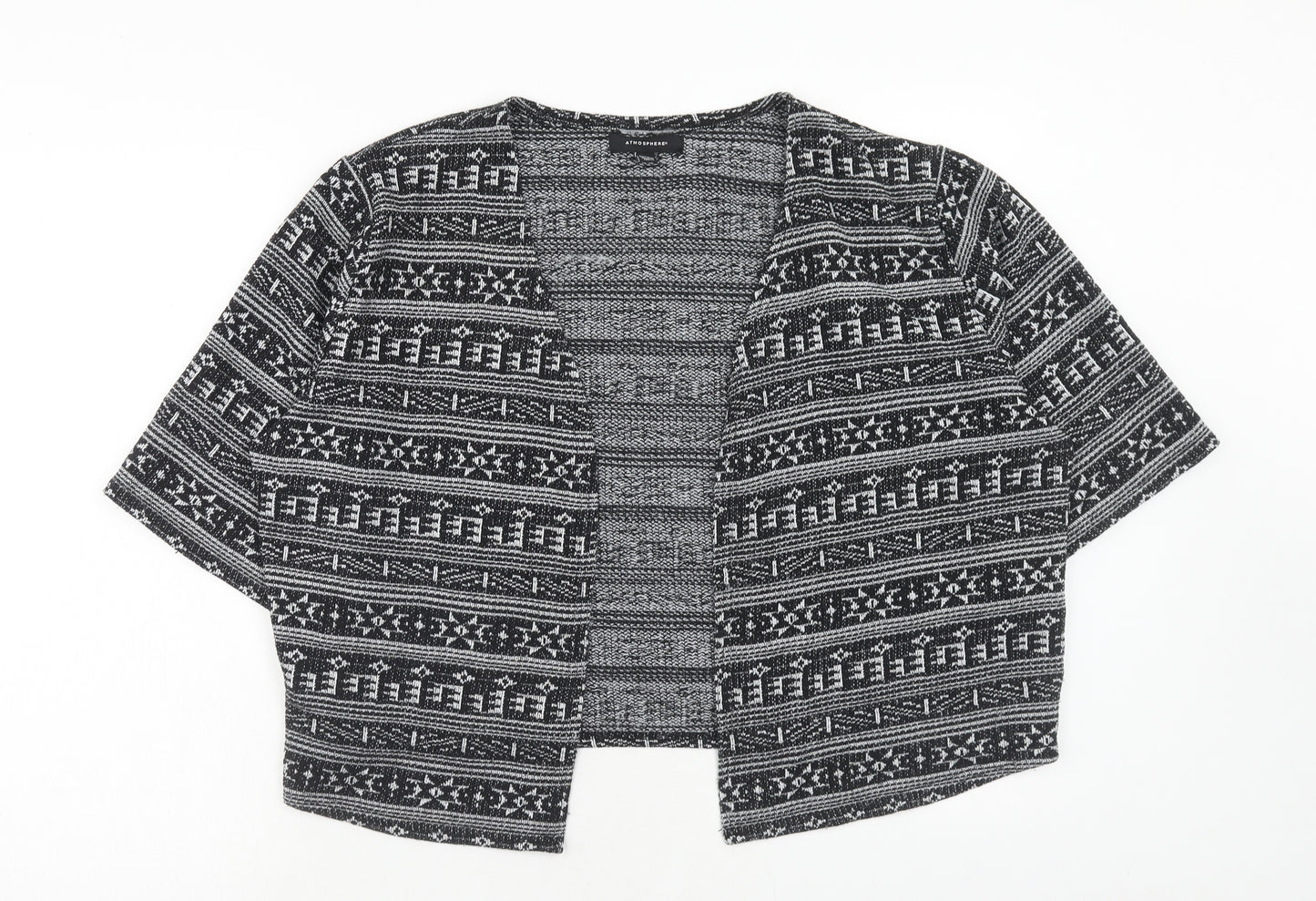 Atmosphere Womens Black V-Neck Geometric Polyester Pullover Jumper Size 18