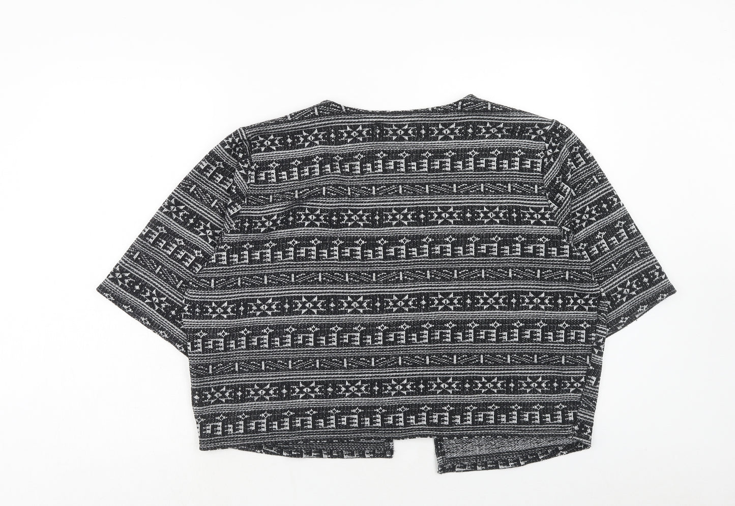 Atmosphere Womens Black V-Neck Geometric Polyester Pullover Jumper Size 18