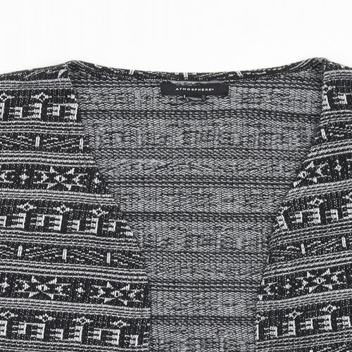 Atmosphere Womens Black V-Neck Geometric Polyester Pullover Jumper Size 18