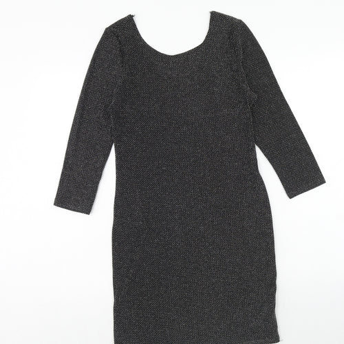 Atmosphere Womens Black Polyamide A-Line Size 10 Round Neck Pullover