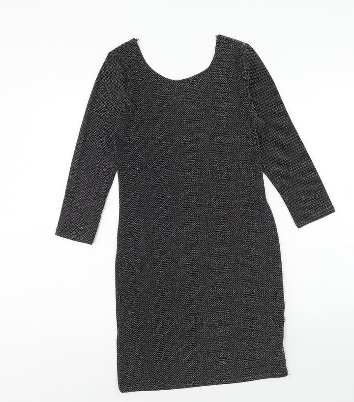 Atmosphere Womens Black Polyamide A-Line Size 10 Round Neck Pullover