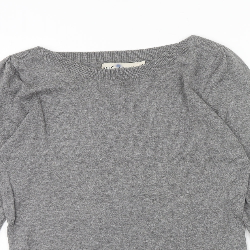 NEXT Womens Grey Boat Neck Cotton Pullover Jumper Size 8
