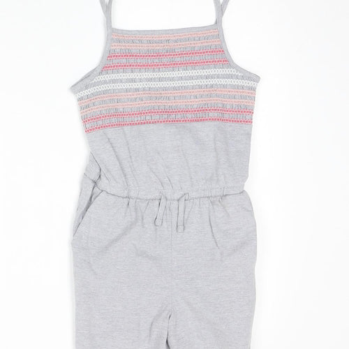 Nutmeg Girls Grey Cotton Playsuit One-Piece Size 7-8 Years Pullover