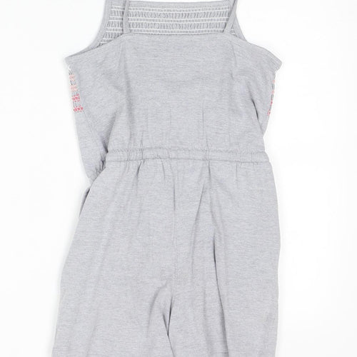 Nutmeg Girls Grey Cotton Playsuit One-Piece Size 7-8 Years Pullover
