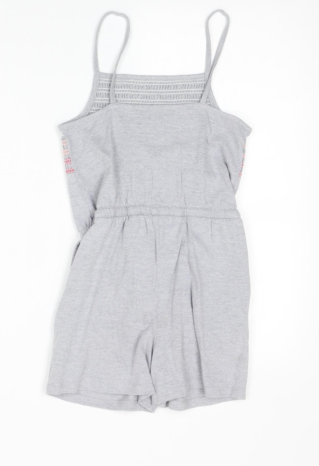 Nutmeg Girls Grey Cotton Playsuit One-Piece Size 7-8 Years Pullover