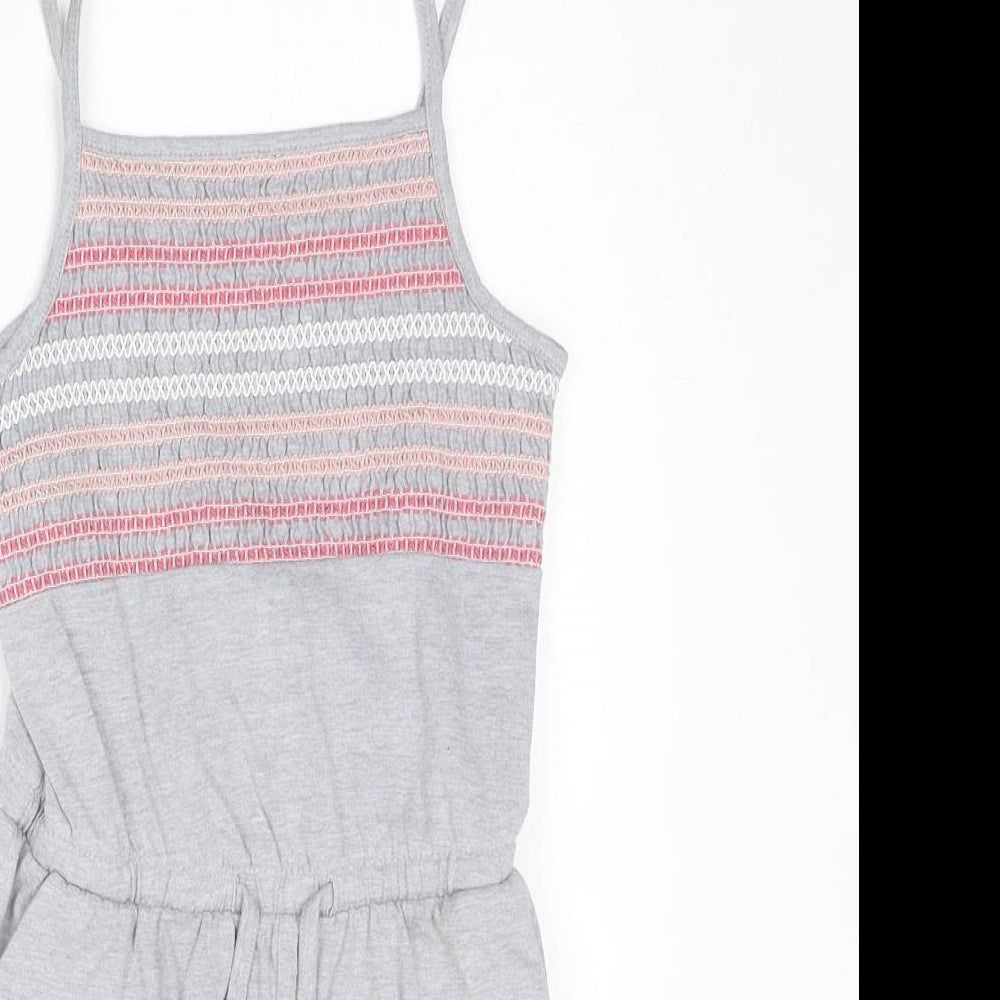 Nutmeg Girls Grey Cotton Playsuit One-Piece Size 7-8 Years Pullover