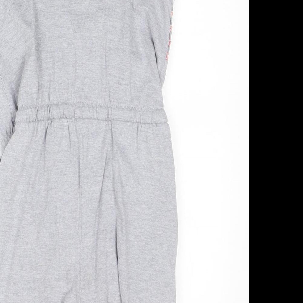 Nutmeg Girls Grey Cotton Playsuit One-Piece Size 7-8 Years Pullover